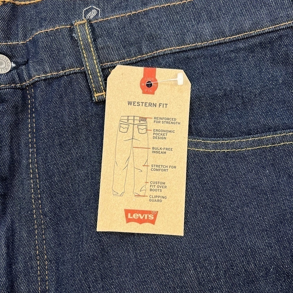 NWT Levi's Mens Western Fit Heavyweight Stretch Denim Jeans Dark Rinse 40x32 - Picture 11 of 14